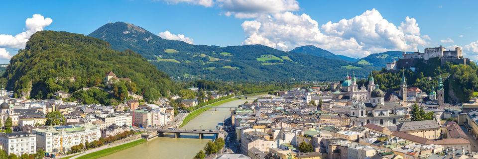 salzburg with views of the river and cathedral